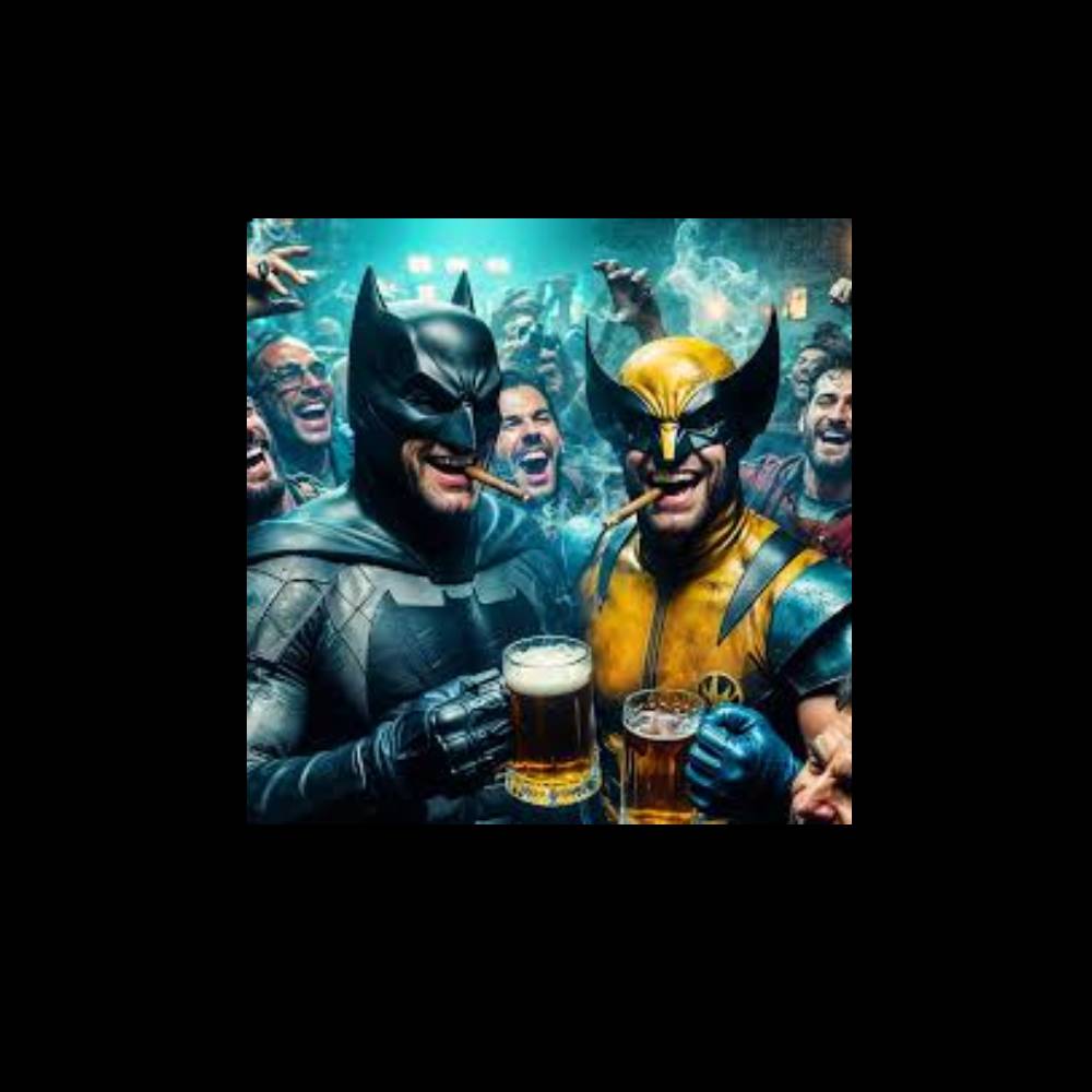 Batman And Wolverine Drinking Beer